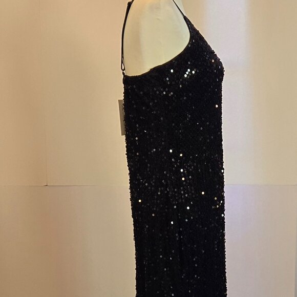 SIMPLEE Women Evening Dress, Sexy V Neck, Bodycon, Sequin, w/ Slit Sz: XL Black - Picture 7 of 14